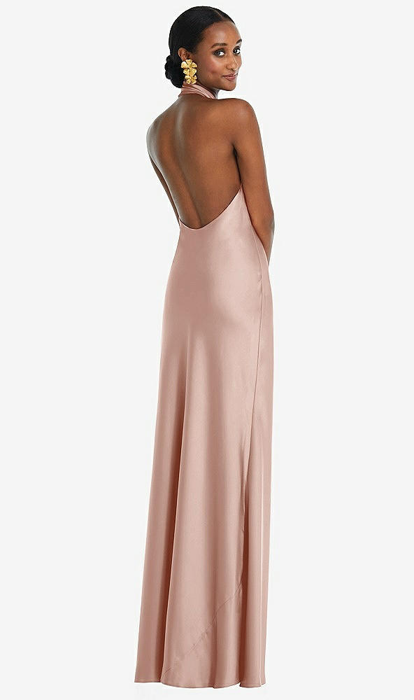 Back View - Toasted Sugar Scarf Tie Stand Collar Maxi Dress with Front Slit
