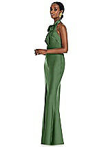Side View Thumbnail - Vineyard Green Scarf Tie Stand Collar Maxi Dress with Front Slit