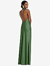 Rear View Thumbnail - Vineyard Green Scarf Tie Stand Collar Maxi Dress with Front Slit