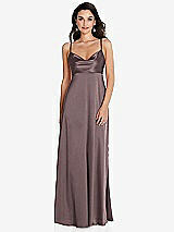 Front View Thumbnail - French Truffle Cowl-Neck Empire Waist Maxi Dress with Adjustable Straps