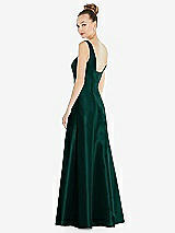 Rear View Thumbnail - Evergreen Sleeveless Square-Neck Princess Line Gown with Pockets