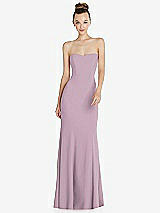 Front View Thumbnail - Suede Rose Strapless Princess Line Crepe Mermaid Gown