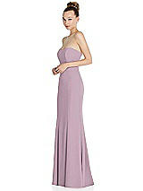 Side View Thumbnail - Suede Rose Strapless Princess Line Crepe Mermaid Gown