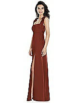 Side View Thumbnail - Auburn Moon Flat Tie-Shoulder Empire Waist Maxi Dress with Front Slit