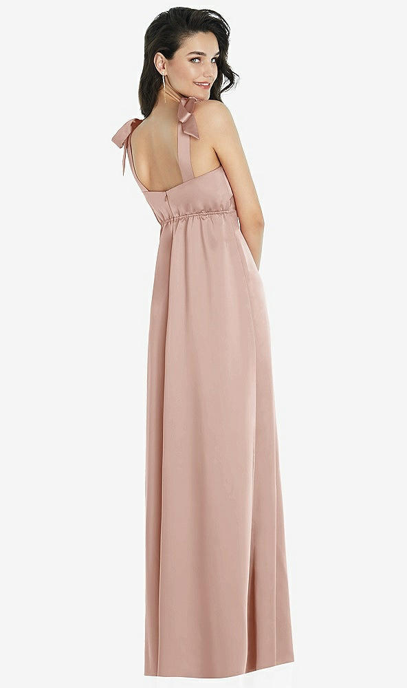 Back View - Toasted Sugar Flat Tie-Shoulder Empire Waist Maxi Dress with Front Slit