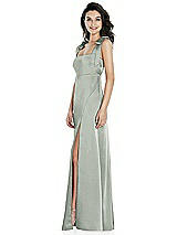 Side View Thumbnail - Willow Green Flat Tie-Shoulder Empire Waist Maxi Dress with Front Slit