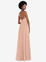 Rear View Thumbnail - Pale Peach Scoop Neck Convertible Tie-Strap Maxi Dress with Front Slit