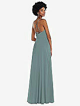 Rear View Thumbnail - Icelandic Scoop Neck Convertible Tie-Strap Maxi Dress with Front Slit