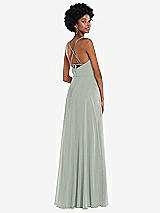 Rear View Thumbnail - Willow Green Scoop Neck Convertible Tie-Strap Maxi Dress with Front Slit