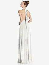Rear View Thumbnail - Spring Fling Halter Backless Maxi Dress with Crystal Button Ruffle Placket