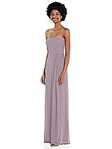 Side View Thumbnail - Lilac Dusk Strapless Sweetheart Maxi Dress with Pleated Front Slit 