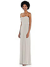 Side View Thumbnail - Oyster Strapless Sweetheart Maxi Dress with Pleated Front Slit 