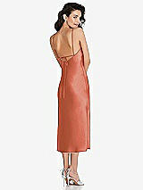Rear View Thumbnail - Terracotta Copper Open-Back Convertible Strap Midi Bias Slip Dress
