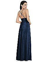 Alt View 2 Thumbnail - Midnight Navy Deep V-Neck Metallic Gown with Convertible Straps
