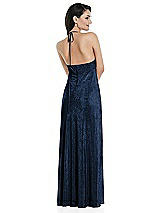 Alt View 3 Thumbnail - Midnight Navy Deep V-Neck Metallic Gown with Convertible Straps