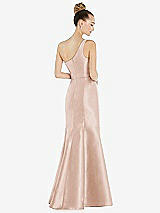 Rear View Thumbnail - Cameo Draped One-Shoulder Satin Trumpet Gown with Front Slit