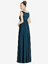 Rear View Thumbnail - Atlantic Blue Convertible Strap Empire Waist Satin Maxi Dress