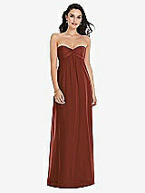 Front View Thumbnail - Auburn Moon Twist Shirred Strapless Empire Waist Gown with Optional Straps