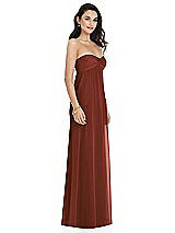 Side View Thumbnail - Auburn Moon Twist Shirred Strapless Empire Waist Gown with Optional Straps