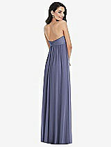 Rear View Thumbnail - French Blue Twist Shirred Strapless Empire Waist Gown with Optional Straps