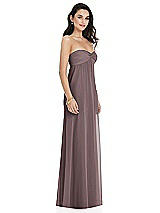 Side View Thumbnail - French Truffle Twist Shirred Strapless Empire Waist Gown with Optional Straps