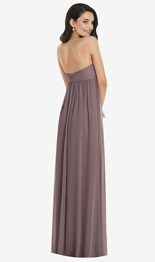 Back View - French Truffle Twist Shirred Strapless Empire Waist Gown with Optional Straps