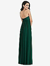 Rear View Thumbnail - Hunter Green Twist Shirred Strapless Empire Waist Gown with Optional Straps