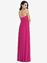 Rear View Thumbnail - Think Pink Twist Shirred Strapless Empire Waist Gown with Optional Straps