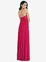 Rear View Thumbnail - Vivid Pink Twist Shirred Strapless Empire Waist Gown with Optional Straps