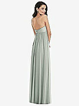 Rear View Thumbnail - Willow Green Twist Shirred Strapless Empire Waist Gown with Optional Straps