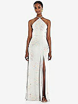 Front View Thumbnail - Spring Fling Diamond Halter Maxi Dress with Adjustable Straps