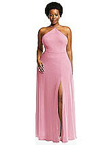 Alt View 1 Thumbnail - Peony Pink Diamond Halter Maxi Dress with Adjustable Straps