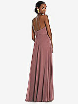 Rear View Thumbnail - Rosewood Diamond Halter Maxi Dress with Adjustable Straps