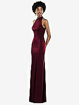 Side View Thumbnail - Cabernet High Neck Backless Maxi Dress with Slim Belt