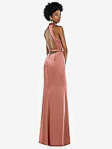 Front View Thumbnail - Desert Rose High Neck Backless Maxi Dress with Slim Belt