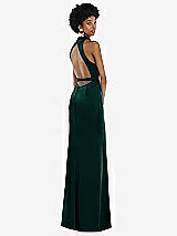 Front View Thumbnail - Evergreen High Neck Backless Maxi Dress with Slim Belt