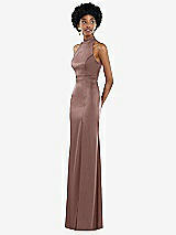 Side View Thumbnail - Sienna High Neck Backless Maxi Dress with Slim Belt