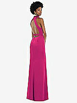 Front View Thumbnail - Think Pink High Neck Backless Maxi Dress with Slim Belt