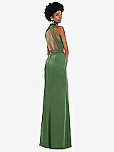Front View Thumbnail - Vineyard Green High Neck Backless Maxi Dress with Slim Belt