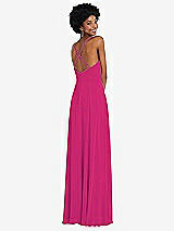 Rear View Thumbnail - Think Pink Faux Wrap Criss Cross Back Maxi Dress with Adjustable Straps