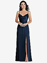 Front View Thumbnail - Midnight Navy Cowl-Neck A-Line Maxi Dress with Adjustable Straps
