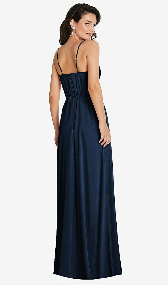 Back View - Midnight Navy Cowl-Neck A-Line Maxi Dress with Adjustable Straps