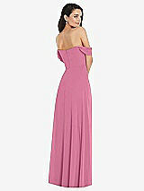 Rear View Thumbnail - Orchid Pink Off-the-Shoulder Draped Sleeve Maxi Dress with Front Slit