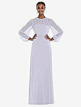 Alt View 1 Thumbnail - Silver Dove Strapless Chiffon Maxi Dress with Puff Sleeve Blouson Overlay 
