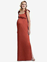 Front View Thumbnail - Amber Sunset Flat Tie-Shoulder Empire Waist Maternity Dress