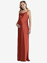 Front View Thumbnail - Amber Sunset Cowl-Neck Tie-Strap Maternity Slip Dress