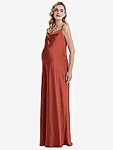 Side View Thumbnail - Amber Sunset Cowl-Neck Tie-Strap Maternity Slip Dress