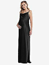 Front View Thumbnail - Black Cowl-Neck Tie-Strap Maternity Slip Dress