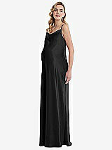 Side View Thumbnail - Black Cowl-Neck Tie-Strap Maternity Slip Dress
