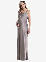 Front View Thumbnail - Cashmere Gray Cowl-Neck Tie-Strap Maternity Slip Dress